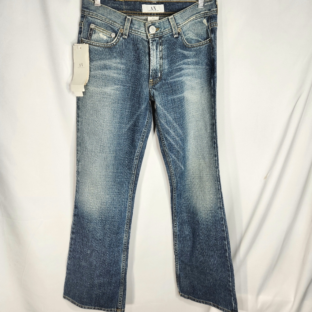 Armani Exchange NWT J24 Low Rise Boot Cut Viper Stone Cotton Blue Jeans Size 6